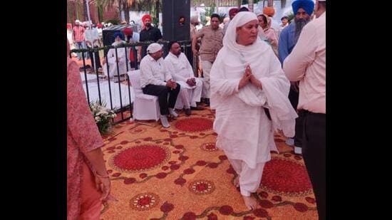 Former SGPC president Jagir Kaur arriving at the SAD headquarters in Chandigarh. (Ravi Kumar/HT) Former SGPC president Jagir Kaur arriving at the SAD headquarters in Chandigarh. (Ravi Kumar/HT)
