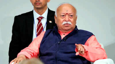 New York: Rashtriya Swayamsevak Sangh (RSS) Sarsanghchalak Mohan Bhagwat speaks at 'One World, One Humanity' faith leaders' conference, in New York, USA. (PTI image) 'If any Hindu thinks there should be no Muslim in Bharat, he will not remain Hindu': RSS chief Mohan Bhagwat in New York