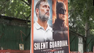 Rahul Gandhi posters appear outside Congress HQ ‘Silent guardian’: Rahul Gandhi cast as ‘real-life batman’ in posters outside Congress HQ