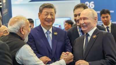PM Modi shares a cheerful moment with Chinese President Xi Jinping and Russian President Vladimir Putin From PM Modi-Putin-Xi meet to Banyan Tree plantation, car diplomacy: Brics Summit wrap-up in pictures