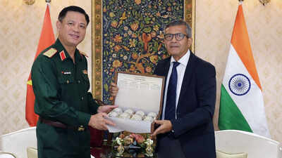 Defence secretary Rajesh Kumar Singh meeting deputy minister of National Defence of Vietnam Senior Lieutenant General Nguyen Truong Thang India, Vietnam agree to accelerate defence technology sharing, boost maritime ties