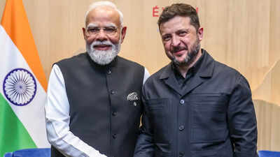 File photo: Prime Minister Narendra Modi during a meeting with Ukrainian President Volodymyr Zelenskyy (Picture credit: PTI) India's proposal under consideration for safe Black Sea shipping, Zelenskyy says