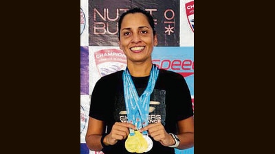 Abhipsha Thakur bagged four medals at the Bahadurgarh championship. (HT) Abhipsha Thakur bagged four medals at the Bahadurgarh championship. (HT)