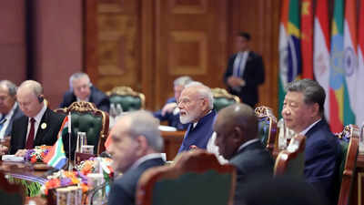 Prime Minister Narendra Modi delivers opening remarks at the Brics Summit Session on 'Resilience, Innovation, Cooperation and Sustainability: Shaping the Future for Inclusive Global Growth' at Bharat Mandapam, on Day 2 of the 18th BRICS Summit, at Bharat Mandapam in New Delhi on Sunday. (@MEAIndia X/ANI Photo) Modi-Xi's Ukraine offer to Putin, strong message to West & new Brics playbook: Key outcomes of summit