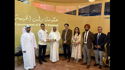 Cabinet minister Aman Arora with dignitaries in Dubai on Monday. Cabinet minister Aman Arora with dignitaries in Dubai on Monday.