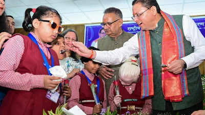 Uttarakhand Chief Minister Pushkar Singh Dhami celebrates his birthday with the children of the National Institute for Empowerment of Persons with Visual Disabilities, in Dehradun on Wednesday. (@ukcmo X/ANI Photo) ‘They don't need just sympathy, but empowerment’: Dhami celebrates birthday with children with disabilities