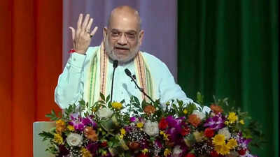 Union home minister Amit Shah addresses the 6th All India Rajbhasha Sammelan in Mumbai. 'Took 80 years to restore full glory of Vande Mataram': Amit Shah