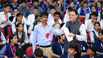 Pushkar Singh Dhami on Sunday participated in the 'Mukhyamantri Yuva Vidyarthi Manthan' Uttarakhand CM Dhami encourages youth participation in shaping 'developed Uttarakhand by 2047' at 'Mukhyamantri Yuva Vidyarthi Manthan'