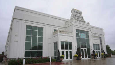The front of Sri Venkateswara Swami (Balaji) Temple is seen in Aurora, Ill, against which a shooting bid was stopped ‘Ensure safety of Indian nationals’: MEA’s strong message to US after alleged Hindu temple attack plot