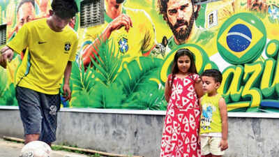 Graffiti in a Kolkata lane For Kolkata’s football fans, Brazil was love before first sight