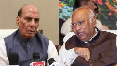 Defence minister Rajnath Singh slams Congress chief Mallikarjun Kharge over his 'baap' remark 'Insult to India itself': Rajnath Singh attacks Kharge over 'baap' remark against PM Modi