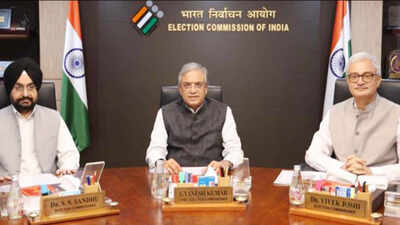 CEC Gyanesh Kumar (centre) with Election Commissioners SS Sandhu (left) and Vivek Joshi at an ECI meeting Plea in Supreme Court challenges appointment of CEC Gyanesh Kumar, two election commissioners