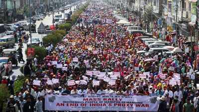 Protesters marched through the streets raising slogans. (Photo credit: Reuters) Thousands rally in Manipur against recent killings, ethnic conflict